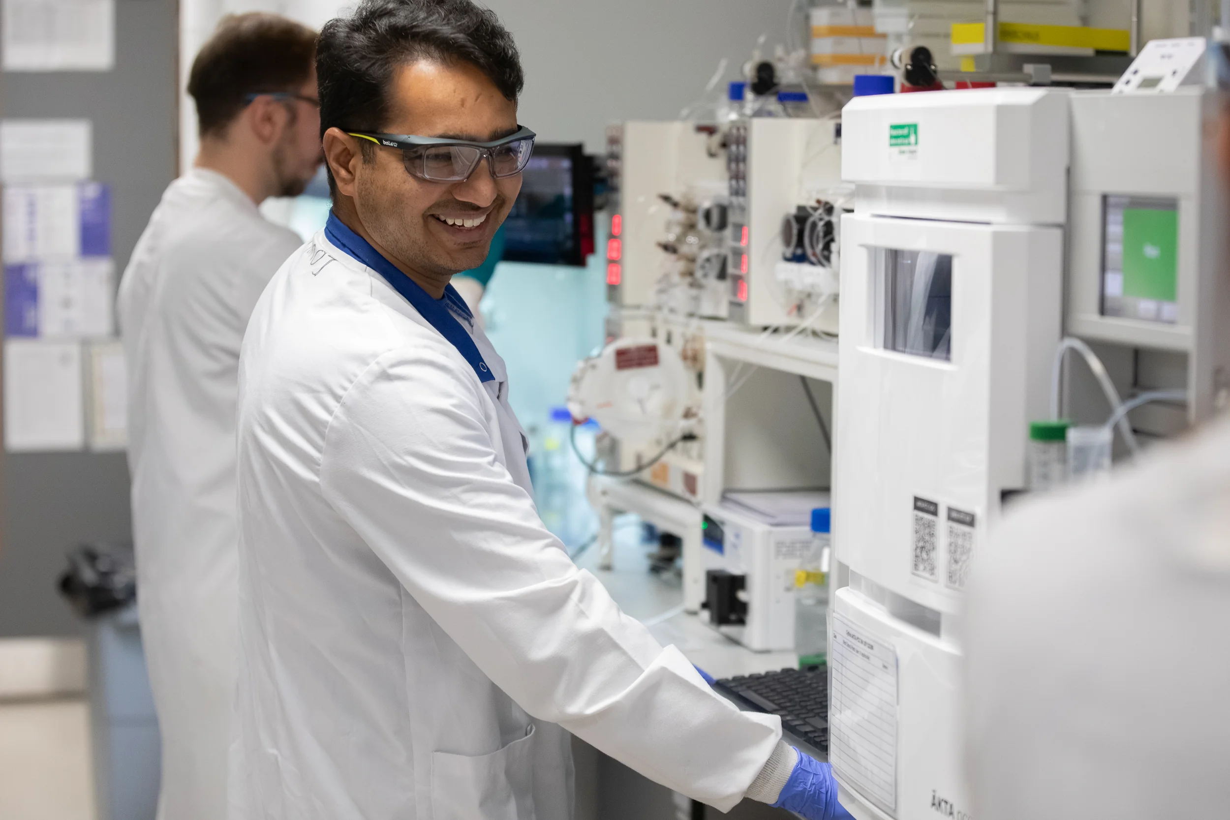 Researcher working at AKTA system